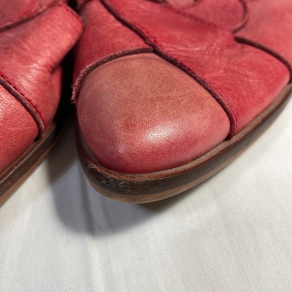 Free People Wanderlust Woven Red Leather Flats Point Toe Shoes - Picture 8 of 16